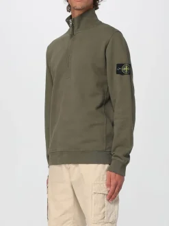 Felpa con zip e logo Stone Island