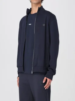 Felpa con zip in cotone Boss