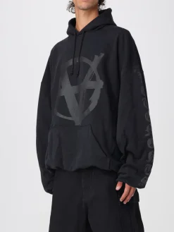 Felpa in cotone con cappuccio e maxi logo Vetements