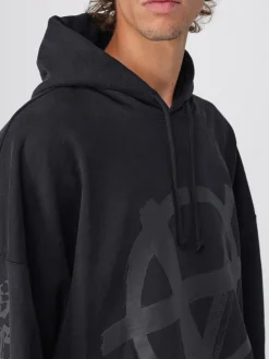 Felpa in cotone con cappuccio e maxi logo Vetements