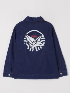 Giacca camicia di jeans con logo e toppe Kenzo Kids