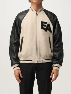 Giacca varsity Emporio Armani in pelle e lana