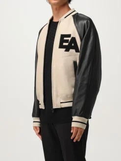 Giacca varsity Emporio Armani in pelle e lana
