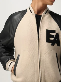Giacca varsity Emporio Armani in pelle e lana