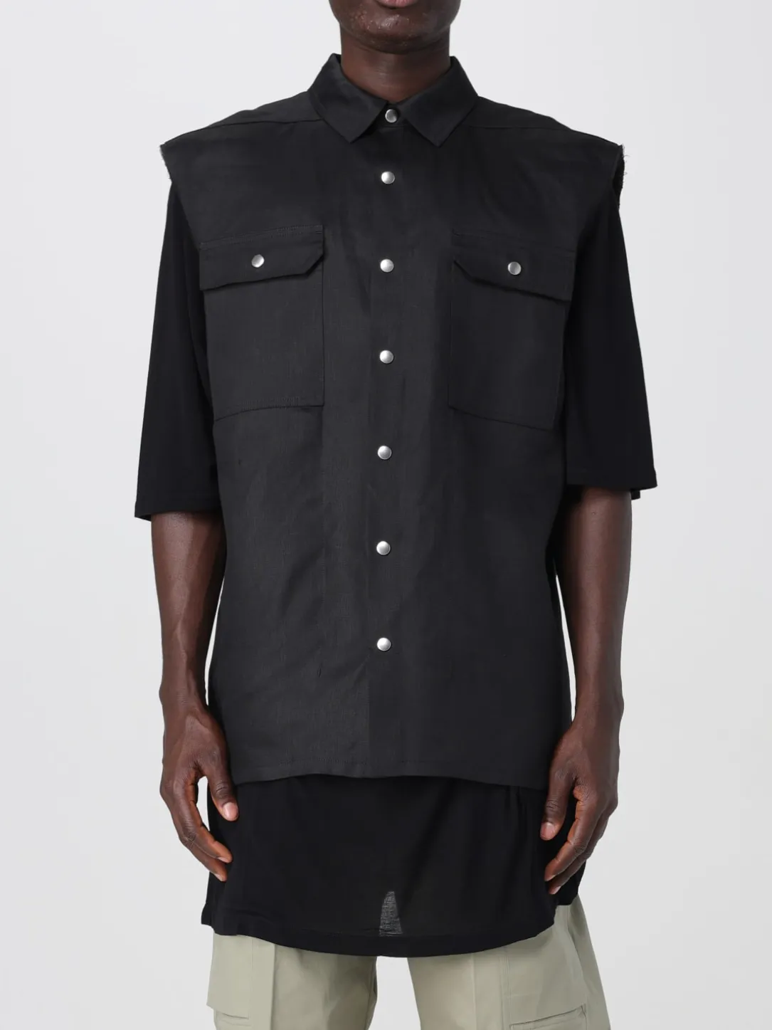 Gilet a camicia in lino Rick Owens