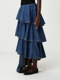 Gonna AlaÏa in denim con rouches