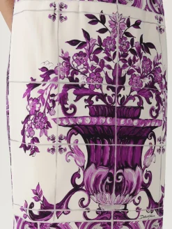 Gonna Dolce & Gabbana in seta stretch con stampa Maioliche
