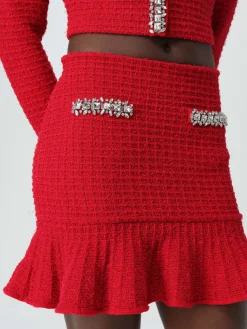 Gonna mini Self-Portrait in tweed di misto cotone