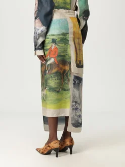 Gonna pareo in twill di seta stampata Moschino Couture