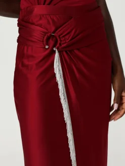 Gonna pareo in viscosa con frange Rabanne