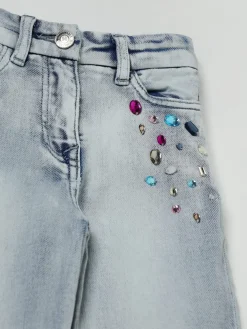 Jeans Monnalisa in denim con strass