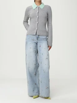 Jeans Self-Portrait in denim con strass