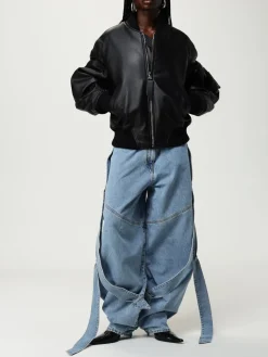 Jeans The Attico in denim di cotone con fettucce