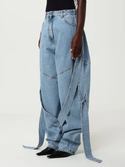 Jeans The Attico in denim di cotone con fettucce