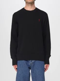 Maglia a girocollo con logo ricamato Ami Paris