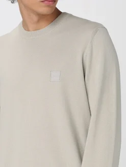 Maglia a girocollo con logo Boss in cotone e cashmere