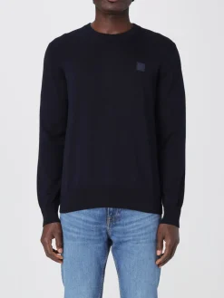 Maglia a girocollo con logo Boss in cotone e cashmere