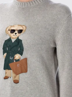 Maglia a girocollo in cashmere con Orso Polo Ralph Lauren