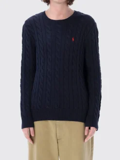 Maglia a girocollo in cotone intrecciato con logo Pony Polo Ralph Lauren