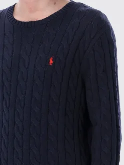 Maglia a girocollo in cotone intrecciato con logo Pony Polo Ralph Lauren