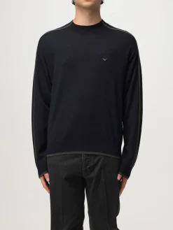 Maglia a girocollo in lana vergine con bande Emporio Armani