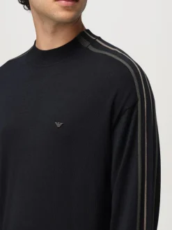 Maglia a girocollo in lana vergine con bande Emporio Armani