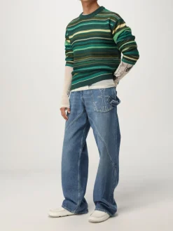 Maglia a girocollo in lana a righe