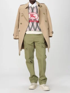 Maglia a girocollo in misto lana tartan con logo Burberry