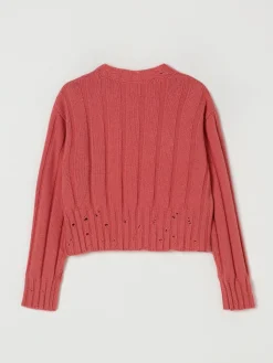 Maglia a girocollo in misto lana con logo e rotture Marni