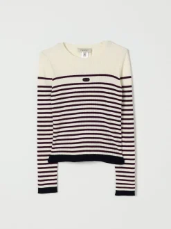 Maglia a girocollo in misto viscosa a righe Twinset