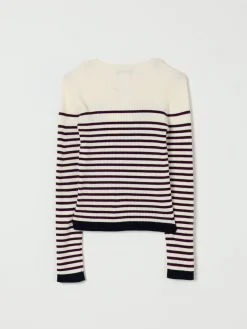 Maglia a girocollo in misto viscosa a righe Twinset