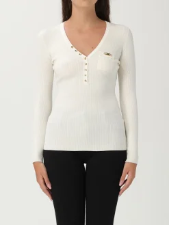 Maglia a v in misto seta con logo Elisabetta Franchi