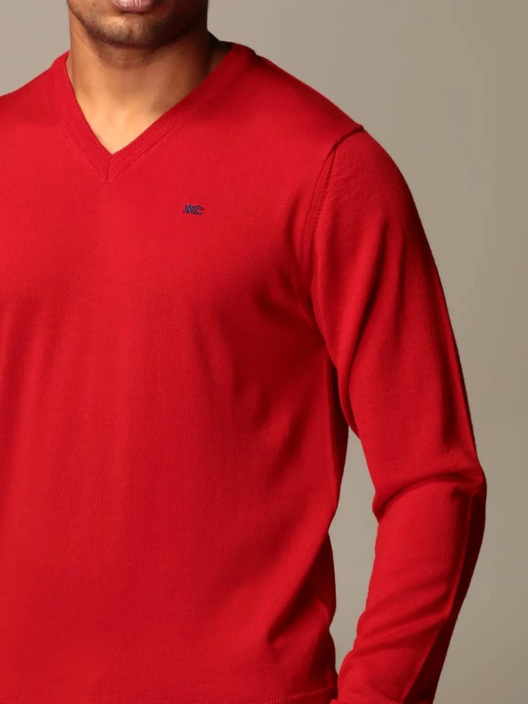 Maglia a v XC in lana Merino extrafine