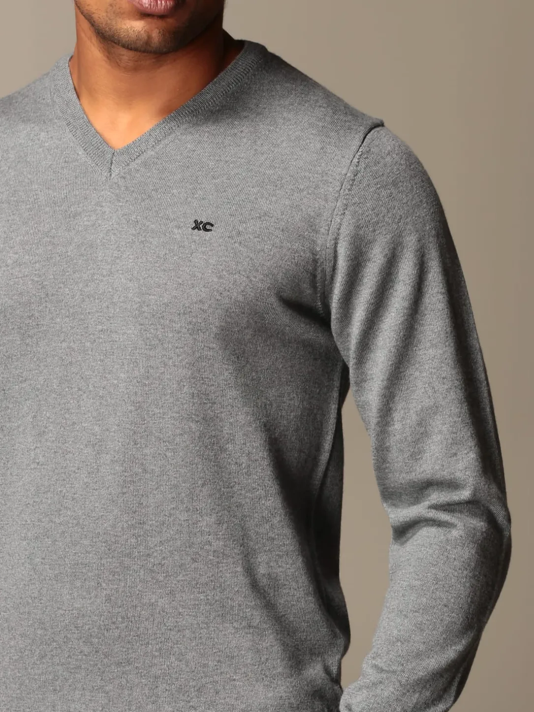 Maglia a v XC in lana Merino extrafine