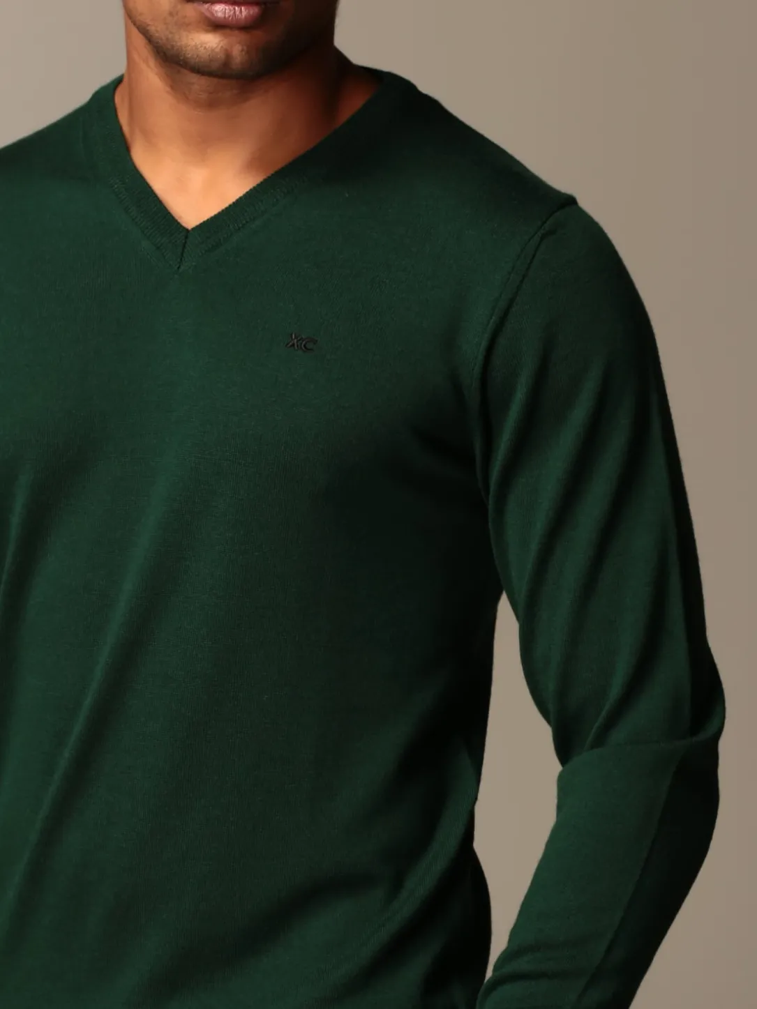 Maglia a v XC in lana Merino extrafine