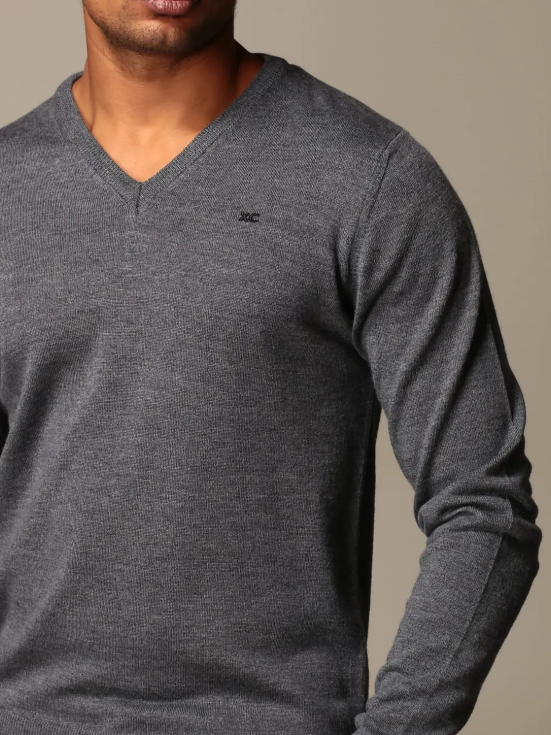 Maglia a v XC in lana Merino extrafine