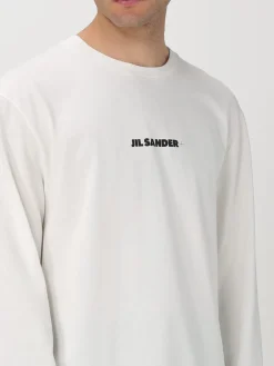 Maglia basic in cotone con logo Jil Sander