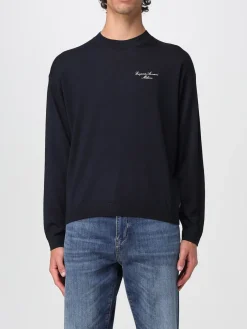 Maglia con logo Emporio Armani in lana vergine rasata