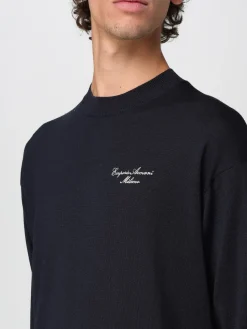 Maglia con logo Emporio Armani in lana vergine rasata