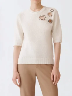 Maglia in lana vergine e cashmere con cristalli Fabiana Filippi