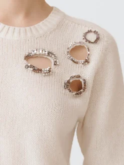 Maglia in lana vergine e cashmere con cristalli Fabiana Filippi