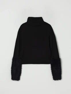 Maglione a dolcevita in misto lana con piume N° 21