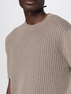 Maglione in cotone e lino a girocollo basic Boss