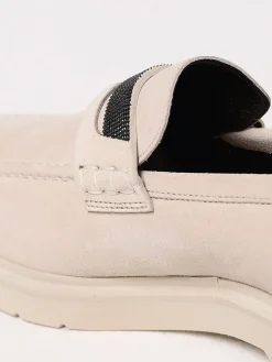 Mocassino Brunello Cucinelli in camoscio con monile