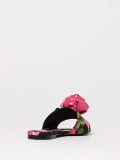 Mules Bianca Dolce & Gabbana in broccato stampato con fiore applicato