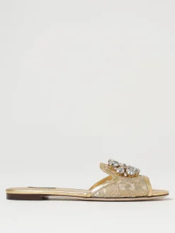 Mules Dolce & Gabbana in pizzo e pelle laminata con fibbia gioiello