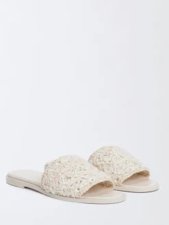 Mules Fabiana Filippi in rafia e cotone crochet