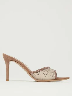 Mules Gianvito Rossi in nylon a rete e camoscio con cristalli