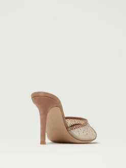 Mules Gianvito Rossi in nylon a rete e camoscio con cristalli