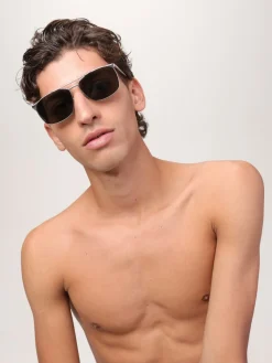 Occhiali da sole quadrati in metallo Saint Laurent